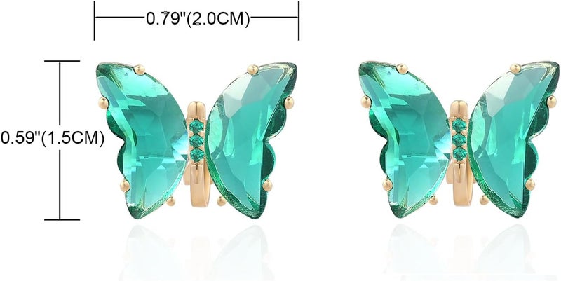 YOQUCOL Butterfly Shape Crystal Clip On Earrings Non Pierced Golden Stud for Women - Image 2